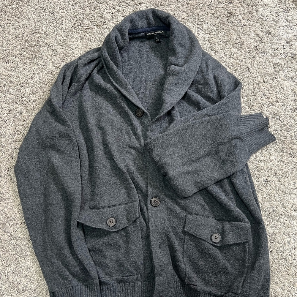 Gray Shawl Collar Cardigan